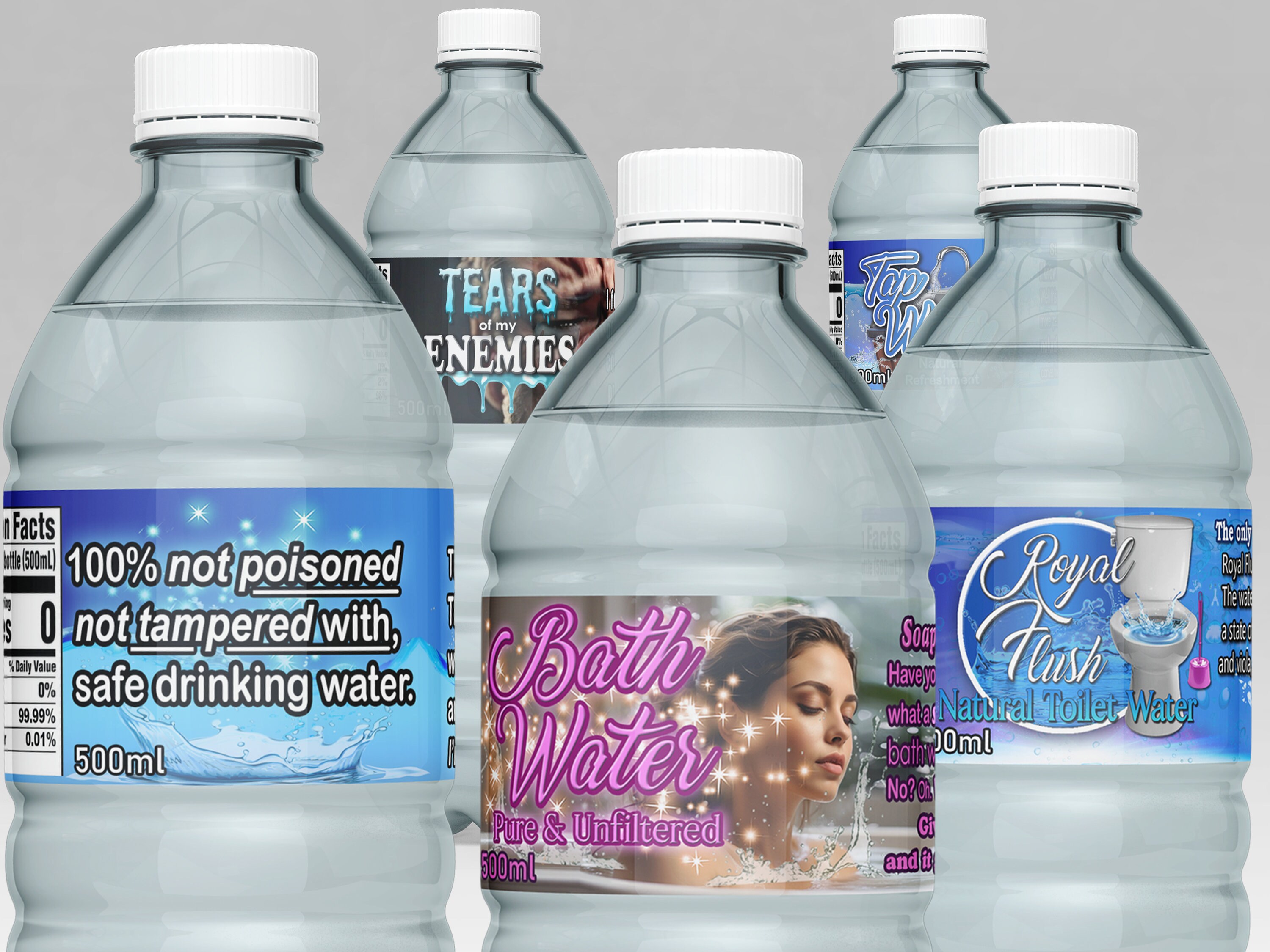 5 Custom Funny Water Bottle Labels Bundle Fits 500ml Bottles - Etsy - Anything But A Water Bottle Funny Ideas
