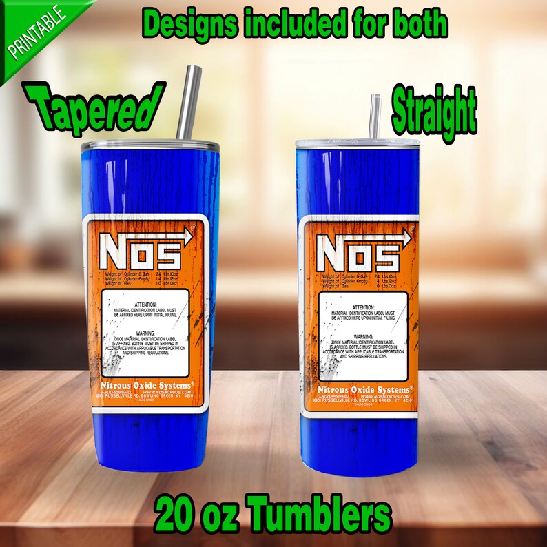 Nitrous NOS Tumbler Wrap, 20 Oz Skinny Tumbler Seamless Automotive