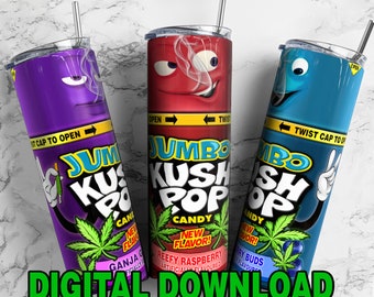 Kush Candy Bundle, 20 Oz Funny Weed Tumbler Wrap, 420 Joke Stoner Tumbler PNG, Seamless Wrap For Sublimation, Digital File, Gag Gift, 300dpi