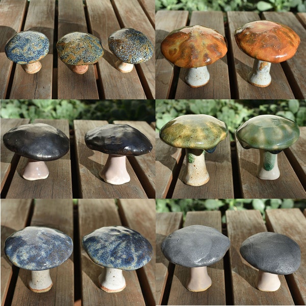 Hand Made Ceramic Mushrooms Multiple Colors Garden Bookshelves