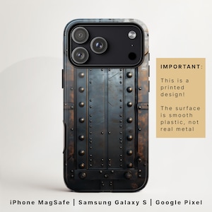 Rusty Metal Plate Print Phone Case MagSafe | Vintage Steel Panels with Bold Rivets Texture | iPhone 17, Google Pixel 9 & Samsung Galaxy S26