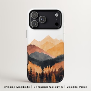 Mountain Phone Case | Fall Forest Landscape and Trees Design | iPhone 17 MagSafe, Google Pixel 9 & Samsung Galaxy S26 | Outdoors Adventurer