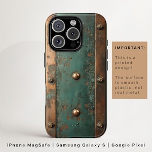 Industrial Rusty Metal Print Phone Case MagSafe | Vintage Copper Plate Texture Cover | iPhone 16, Google Pixel 9 Samsung Galaxy S25