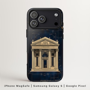 Capa para celular com estampa de projeto arquitetônico para homens | Design vintage dórico jônico para engenheiros | Compatível com iPhone 17 MagSafe, Google Pixel 9 e Samsung Galaxy S26