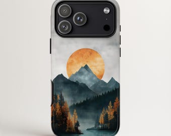 Funda para teléfono con diseño de montaña, paisaje otoñal y árboles / Compatible con iPhone 17 MagSafe, Google Pixel 9 y Samsung Galaxy S26 / Para aventureros al aire libre