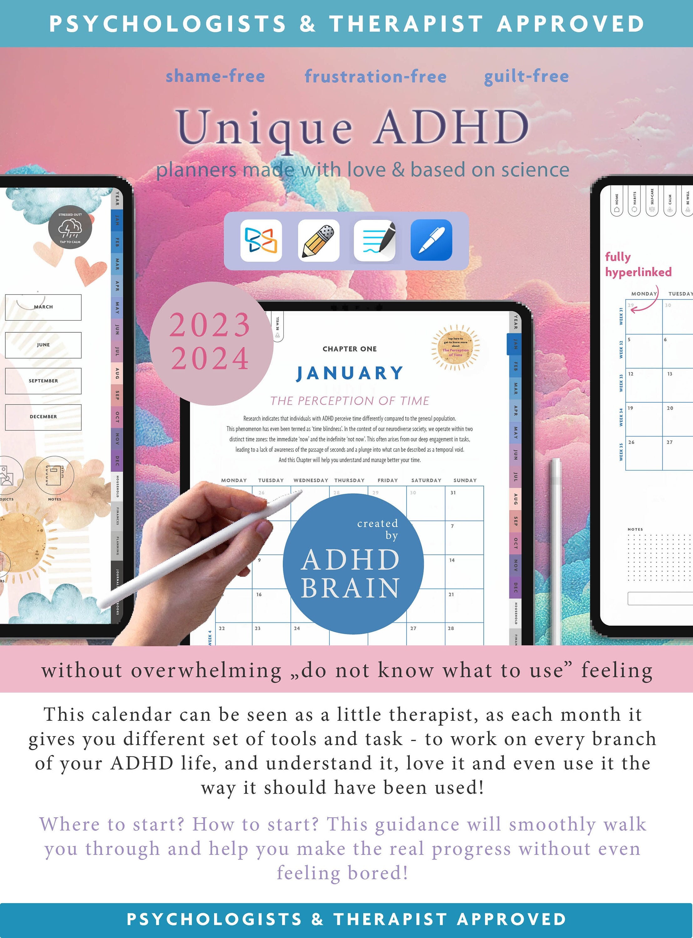2024 ADHD Digital Planner by an Adhder Compatible With iPad Goodnotes ...