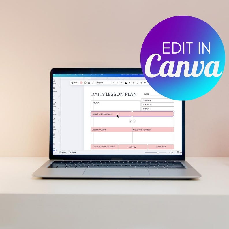 Editable Daily Lesson Plan Canva Template for Teachers, Homeschool ...