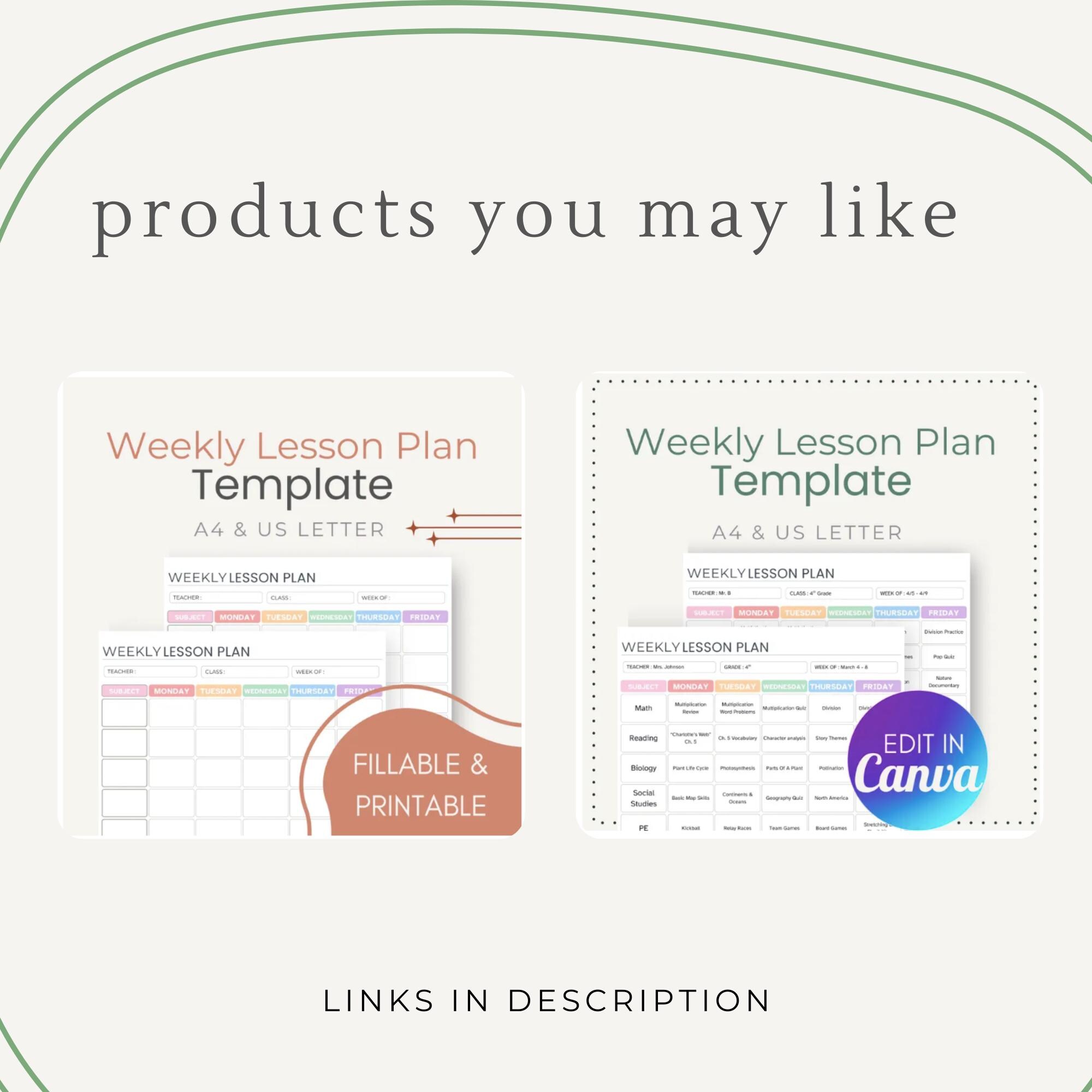 Weekly Lesson Plan Printable, Fillable Homeschool & Classroom PDF for ...