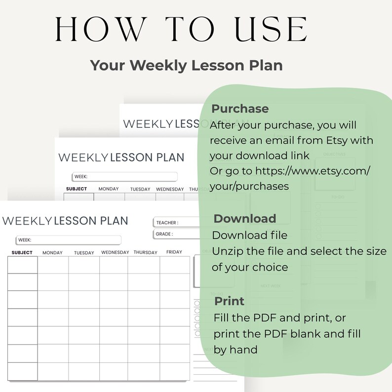 Weekly Lesson Plan Printable, Fillable Homeschool & Classroom PDF for ...