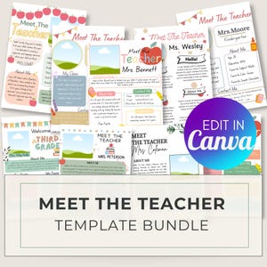 Meet The Teacher Template Bundle, 7 Editable Welcome Letters for Teachers, Back To School Open House Printable Flyers
