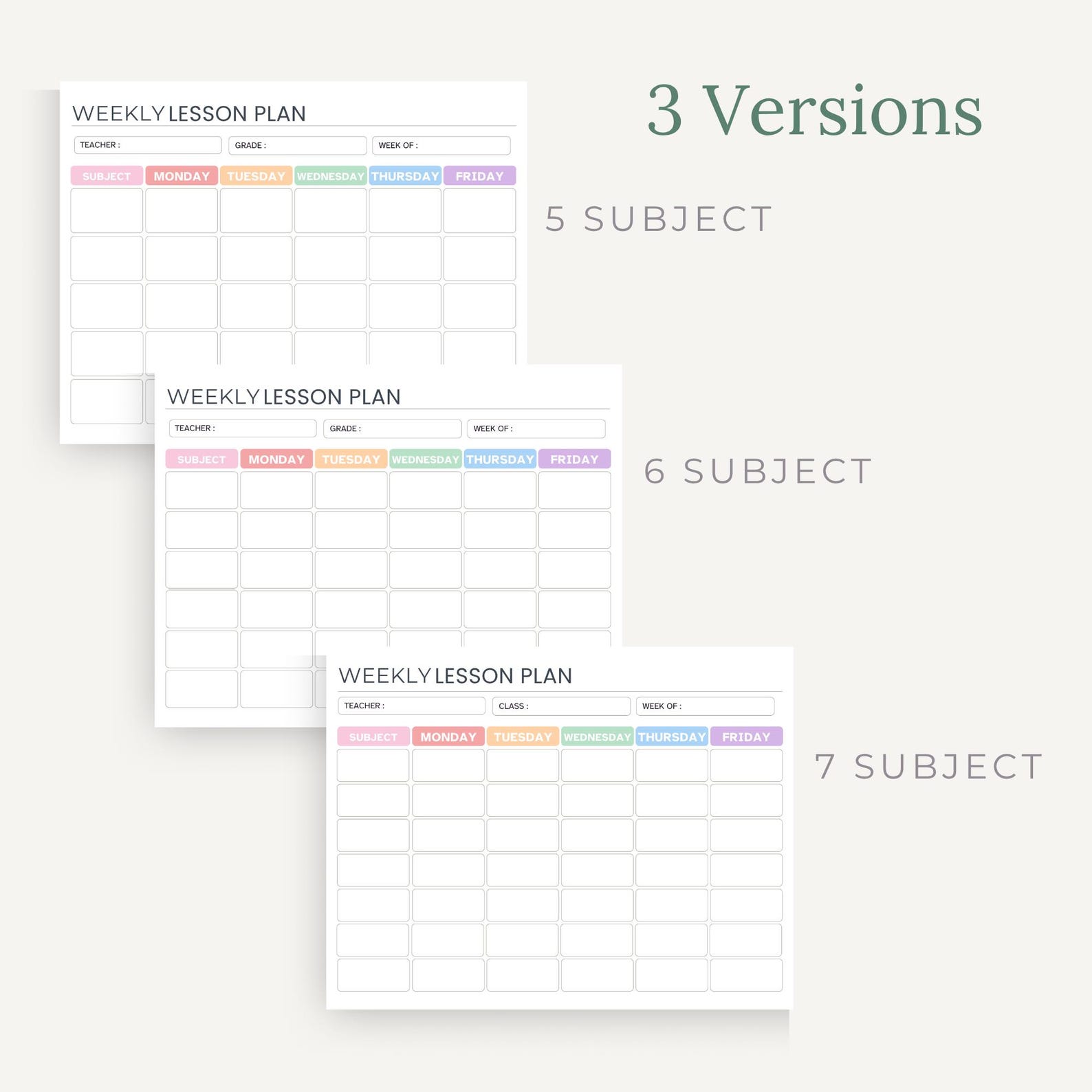 Editable Weekly Lesson Plan Canva Template for Teachers, Homeschool ...