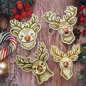 Etiqueta de regalo de bola de chocolate de reno - SVG - etiqueta de paquete decoración del árbol de Navidad