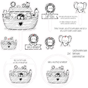 Arche Noah – Taufe – Kommunion – Konfirmation – Firmung – Baby - Geburt - Cake Topper - Laser SVG