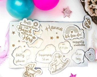 Baby Baby Puzzle Christening Gift Baby Gift Personalized Puzzle SVG Laser File Wooden Puzzle Puzzle Card Souvenir