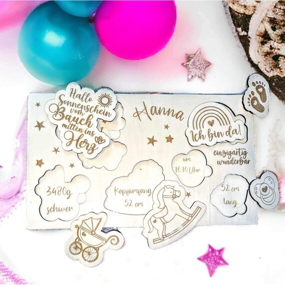 Baby Babypuzzle Taufgeschenk Babygeschenk personalisiertes Puzzle SVG Laserdatei Holzpuzzle Puzzlekarte Mitbringsel
