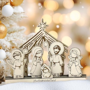 クリスマスのキリスト降誕のシーン パート 1 バリアント B - SVG - キリスト降誕のシーン - キリスト降誕の劇 - 光と影