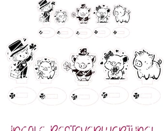 Lucky charm figurines, laser file, chimney sweep, smoke inspector, piglet, lucky pig, plotter file SVG