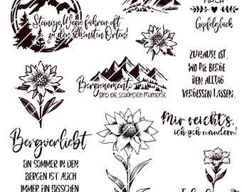 Bergliebe Laser - Mountains - Gentian - Edelweiss - Hiking SVG