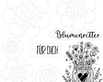 Blumenretter Laserdatei SVG - PNG Anleitungungstext - MItbringsel - Geschenk