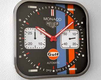 Wall Clock - Tag Heuer Monaco Clock - Gulf Racing Design Clock - TOP