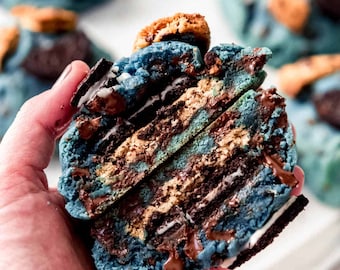 Cookie Monster Stuffed Cookie Recipe: Big Blue Gourmet Dessert (PDF Download)