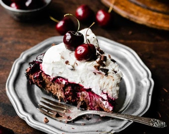 No Bake Boozy Black Forest Pie Recipe: Chocolate Cherry Dessert (PDF Download)