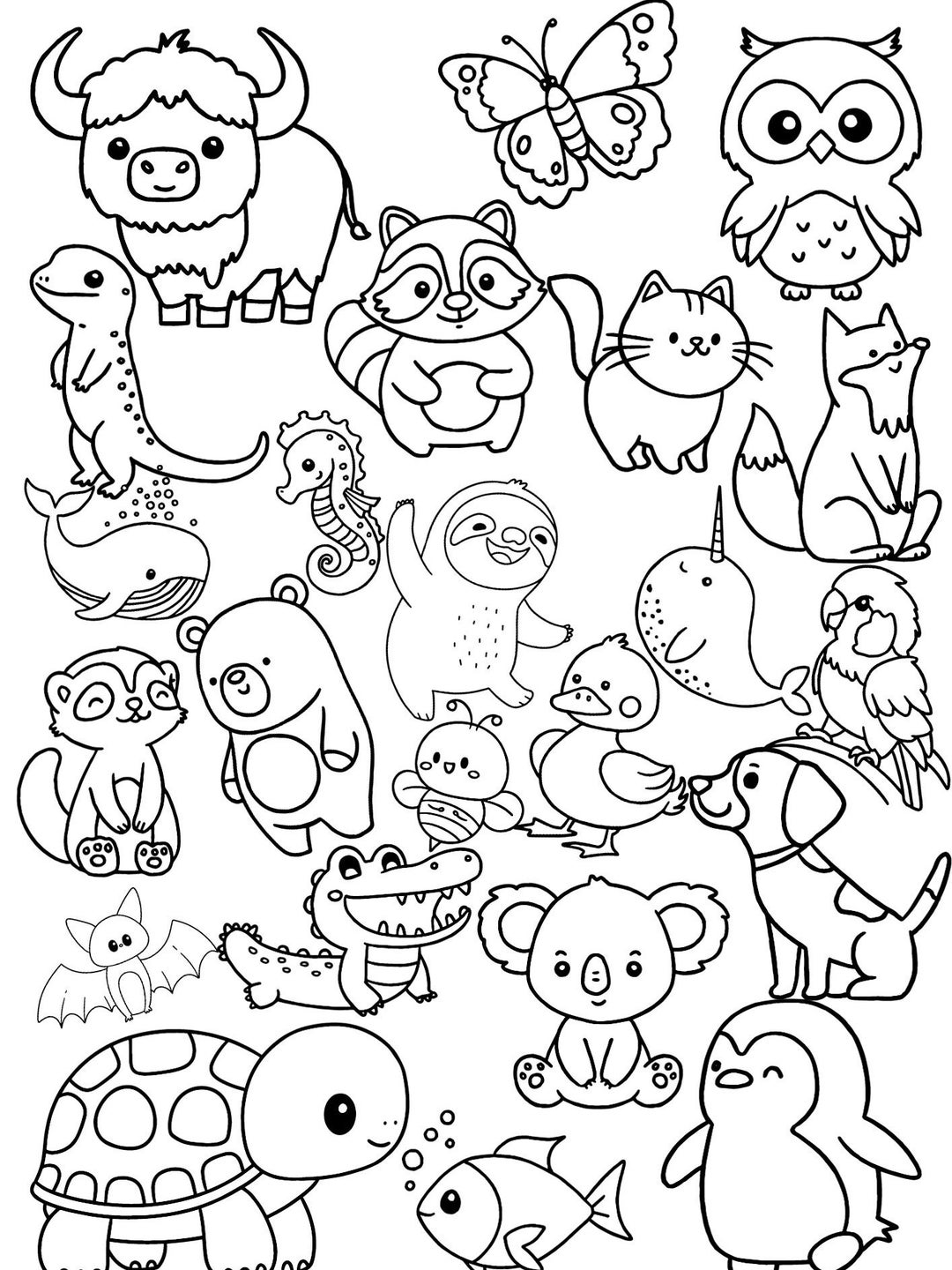 Fun Animal Coloring Page - Etsy