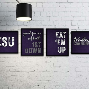 Kansas State Digital Prints | Set of 4 | Printable Wall Decor | Purple