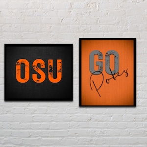 Cyfrowe wydruki Oklahoma State | Zestaw 2 sztuk | Dekoracja ścienna do druku | Go Pokes