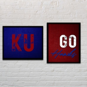 Kansas Digital Prints | Set of 2 | Printable Wall Decor | KU | Go Hawks