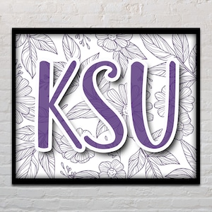 Kansas State Digital Prints | Printable Wall Decor | Floral KSU
