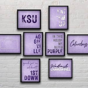 Kansas State Digital Prints | Set of 8 | Printable Wall Decor | Lavender