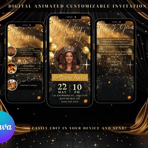 Animated Birthday Dinner Invitation: Editable Digital Party Invite (MP4 Download)