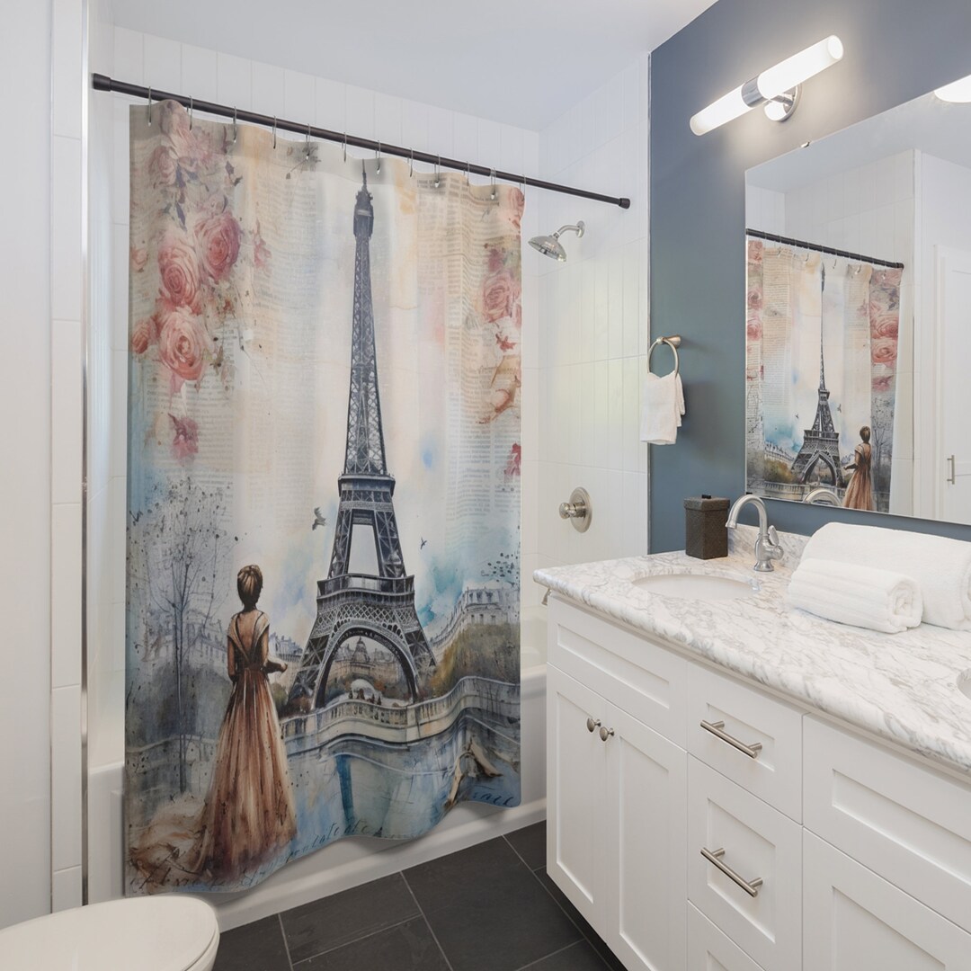 Eiffel Tower Shower Curtains Paris Victorian Decor Bathroom Decor New Home Gift Housewarming
