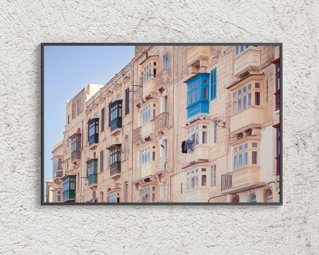 Malta Photography, Valletta Architecture Print, Malta Valletta Travel Poster, Street Photography