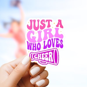 Naklejka winylowa z cheerleaderką – „Po prostu dziewczyna, która kocha cheerleading”