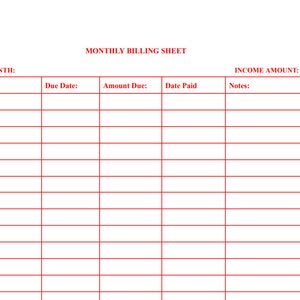 Basic Bill Sheet Red