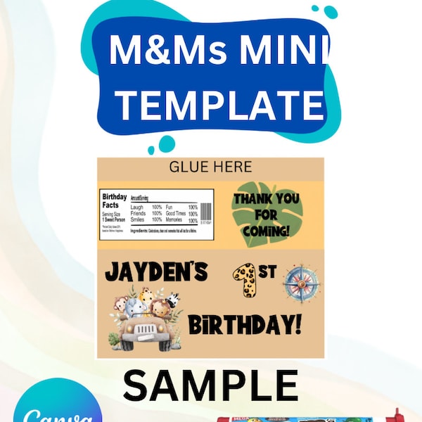 M&Ms Minis 50g Label Template, M and Ms Chocolate Tube Wrapper, Editable M and Ms Tube Label Template, Tube Label Template, Party favours