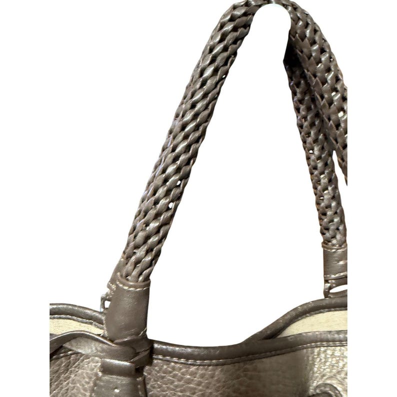 Brighton Leather Pearl Embellished Pewter "Catch the Moon" Bucket Handbag image 13