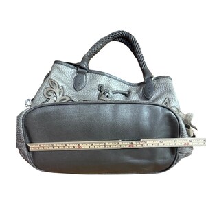 Brighton Leather Pearl Embellished Pewter "Catch the Moon" Bucket Handbag image 9