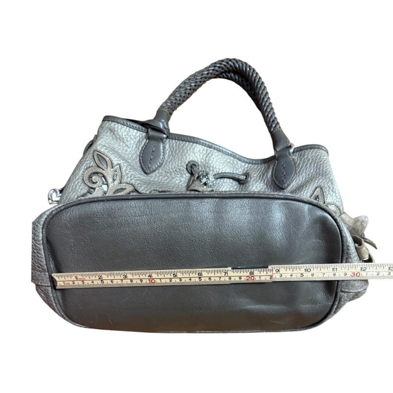 Brighton Leather Pearl Embellished Pewter "Catch the Moon" Bucket Handbag image 9