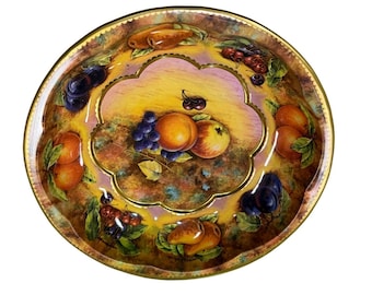 Vintage 1971 Daher Decorated Ware Tin Bowl Made in England 10.25 inch