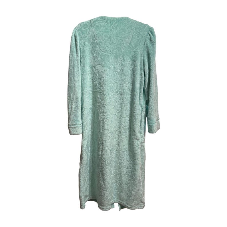 Scroll Zip Robe Jasmine Rose Plush Robe Aqua Blue Scroll Pattern Full Zip Loungewear ...