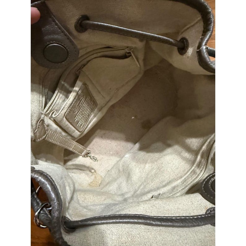 Brighton Leather Pearl Embellished Pewter "Catch the Moon" Bucket Handbag image 11