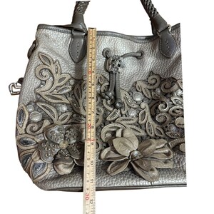 Brighton Leather Pearl Embellished Pewter "Catch the Moon" Bucket Handbag image 7