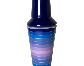 Jonathan Adler Blue Purple Striped Stainless Steel Cocktail Shaker 3-Piece Set