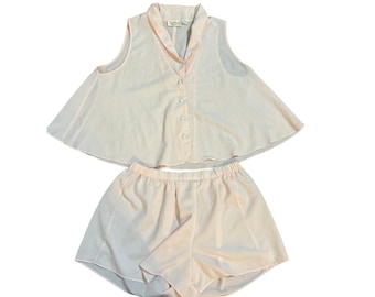Conjunto de pijama vintage Victoria's Secret Gold Label, top rosa y shorts para mujer, talla M