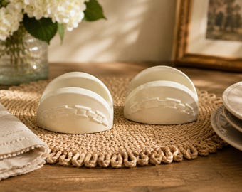 Lot de 2 supports à tacos Longaberger Pottery Woven Traditions ivoire