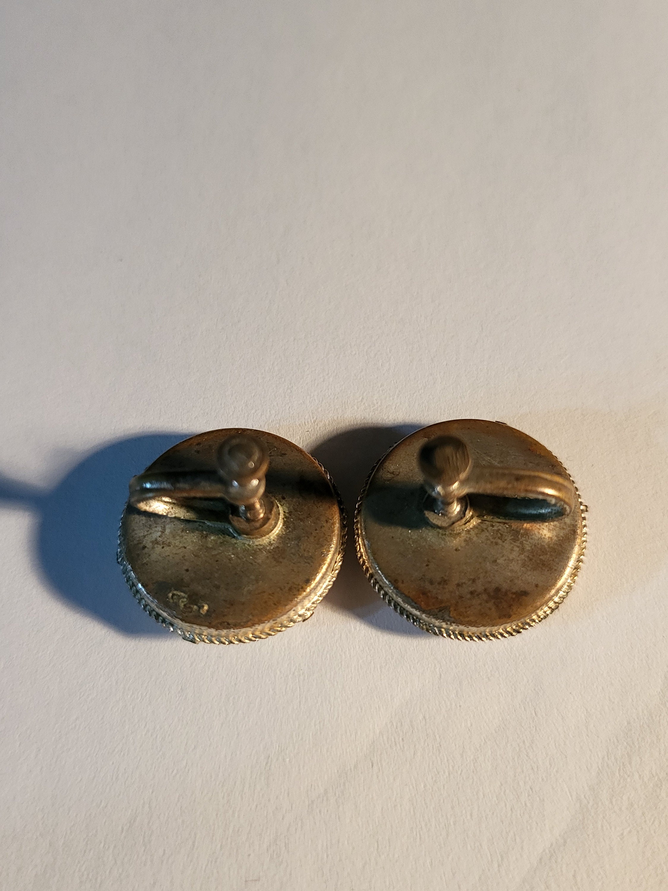 Boucles D'oreilles Anciennes à Clip Micro Mosaïque - Paire D'occasion