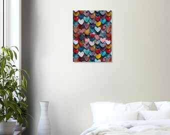 Malen Sie Tropfen Herz Leinwand Druck | Strukturierte romantische Wandkunst